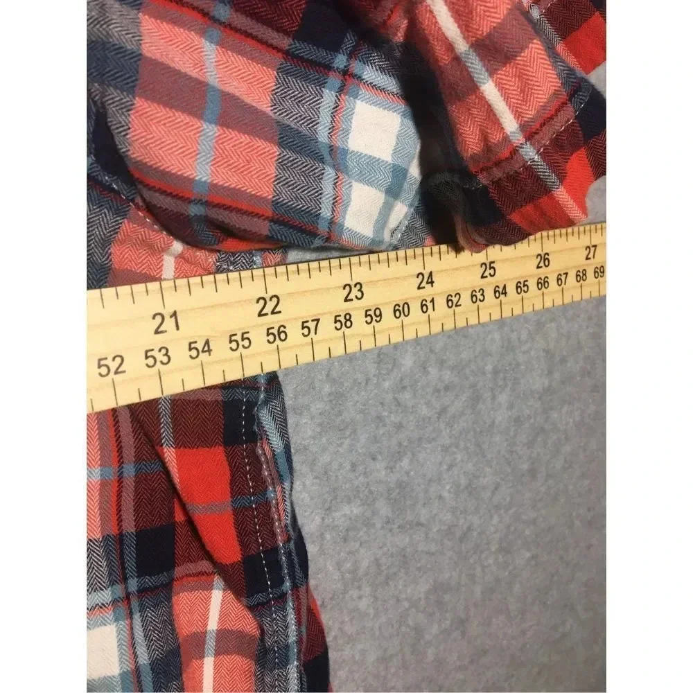 Mens The North Face Button Up Red Blue Plaid Casual Hiking Outdoor Multicolored